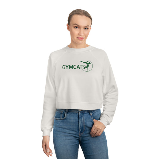 Women's Cropped Fleece Pullover Sweatshirt - gymcats - grn